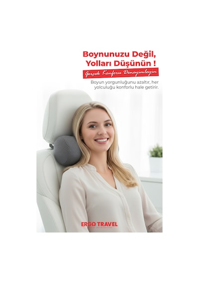 Viscofoam Carfort Küçük Visco Araç Boyun Yastığı – Ortopedik Oto Koltuk Boyun Desteği - Araç Yastığı - Gri | Ergo Travel