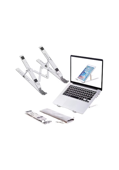 Apple Uyumlu MacBook Laptop Bilgisayar Standı Notebook Özel Yükseltici Stand Tablet Tutucu Ayarlı Metal Metal Stand-970