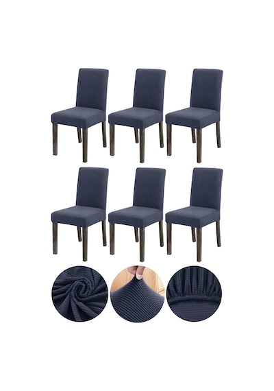 Bambu Nano Kumaş Likralı Yıkanabilir 6'lı Sandalye Kılıfı Lastikli Sandalye Örtüsü 6 Adet -antrasit
