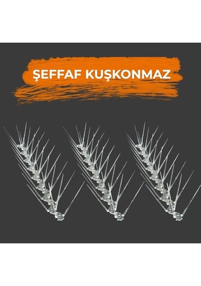 25 Adet Şeffaf Dikenli Plastik Kuşkonmaz Bariyer 50 Cm Kuş Önleyici