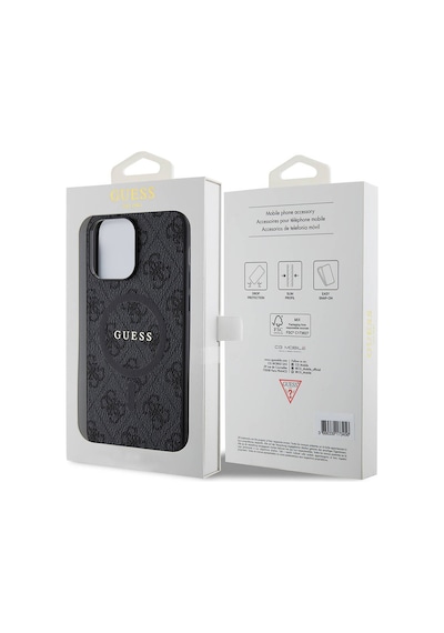 Apple Uyumlu iPhone 14 Pro Max Kılıf Guess Lisanslı Magsafe Özellikli 4g Desenli Yazı Logolu Kapak Siyah