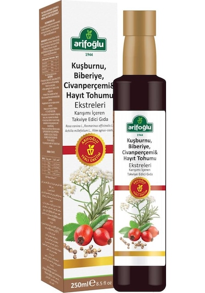 Arifoğlu Kuşburnu Biberiye Civan Perçemi Hayıt Tohumu Eki 250 ML
