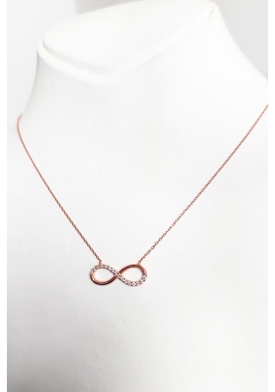 Yarısı Taşlı Sonsuzluk Gümüş Kolyesi Rose Gold