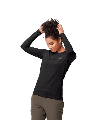 Jack Wolfskin Sky Flex Longsleeve Kadın Siyah Tişört Siyah Siyah