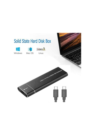 M.2 Nvme Usb3.1 Tip-c Gen2 10gbps Muhafaza M.2 Pcı-e Ssd Sabit Disk Harici Sürücü Kutusu M.2 M-key Ssd'den Usb-c'ye Adaptör Siyah
