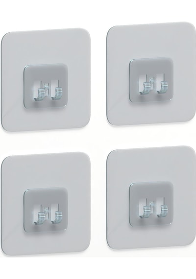Zabata 7x7 Cm Süper Güçlü Yapışkanlı Banyo Askısı Yedek 4 Adet Sticker Raf Tutucu Askı Siyah