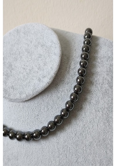 8 Mm Hematit Doğaltaş Kolye Mavi
