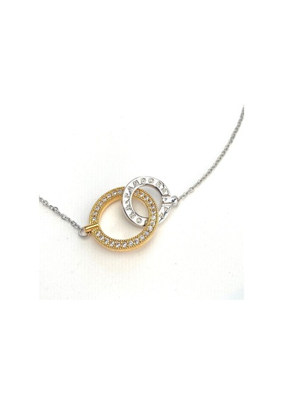 Çift Halka Kolye Tamtur Taşlı 316l Paslanmaz Çelik Kolye Gold Silver 41+5cm Altın - Gümüş Çift Halka Kolye Tamtur Taşlı 316l Paslanmaz Çelik Kolye Gold Silver 41+5cm Altın - Gümüş