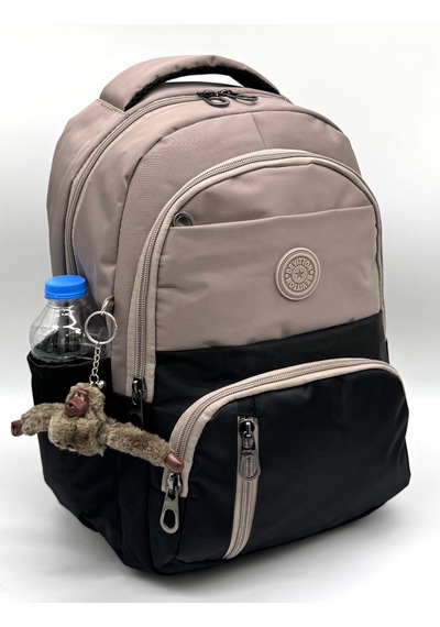 Suya Dayanıklı İlk Okul Çantası 3'lü Seti Unisex Çocuk İlkokul Çantası Ldc-8010 Vizon-siyah Kahverengi