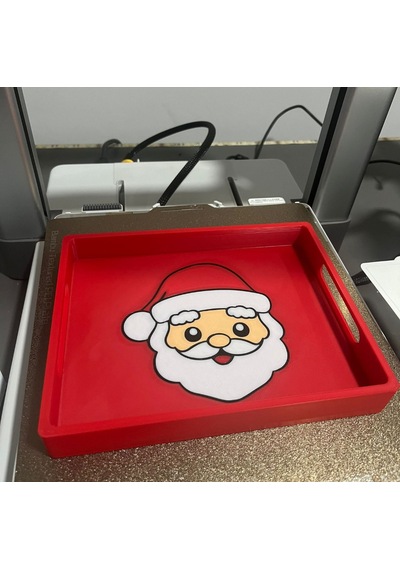 3d Baskı Noel Baba Formlu Yılbaşı Servis Tepsisi Dekoratif Sunum Tabağı Çok Renkli