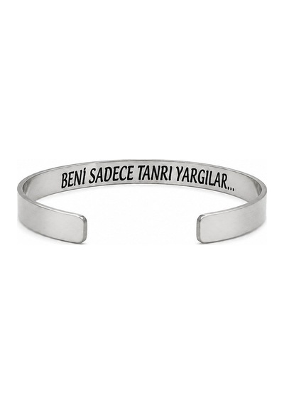 Çelik Bileklik Parlak Ve Paslanmaz Çelik Her Bileğe Uygun Ayarlanabilir Ölçülü Sözlü Bileklik Gümüş2