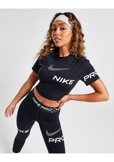 Nike Pro Dri-fit Cropped Graphic Training Short-sleeve Kadın Tişört-dx0078-010 Siyah