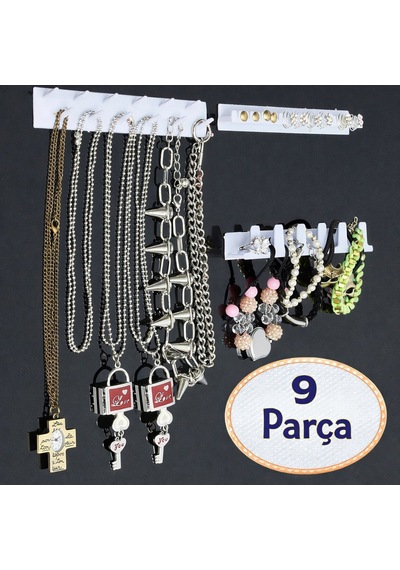 Bling Eez Takı Askısı 9 Parça Takı Aksesuar Düzenleyici Kolye Küpe Yüzük Takı Organizer Beyaz