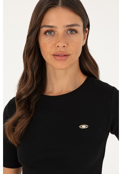 U.S. Polo Assn. Kadın Siyah Bisiklet Yaka Crop Tişört 50281813-VR046 U.S. Polo Assn. Kadın Siyah Bisiklet Yaka Crop Tişört 50281813-VR046