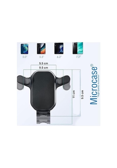 Microcase 360 Derece Dönebilir Araç İçi Izgaralıktan Otomatik Kavramalı Metal Kelepçeli Telefon Tutucu - Al3738