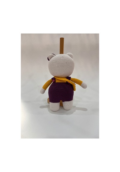 El Yapımı Amigurumi Kedi Örgü Oyuncak Bebek Tığ İşi 24 Cm Sevimli Hediye Mor
