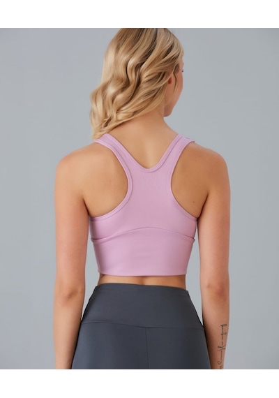 Aurafit Kadın Önü Büzgülü Arkası Çapraz Kaplı Croptop/büstiyer Pembe