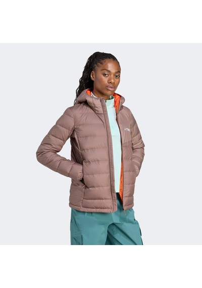 Adidas Terrex Multi Light Down Climawarm Kapüşonlu Kadın Kahverengi Yürüyüş Montu Jz9992