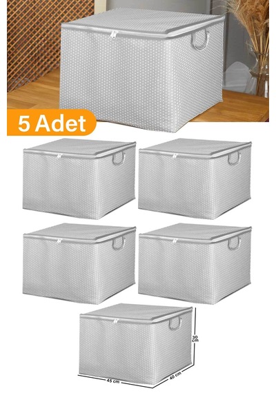Serstil 5 Adet - Mini Boy Gri Benekli Kıyafet / Nevresim Hurcu - 45x40x30 Cm