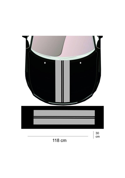 Oto Kaput Özel Yeni Sticker 2 Kalın Çift Şerit 118 30 Cm