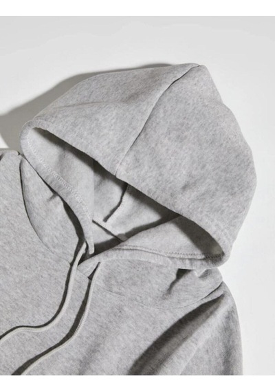 Oversize Colorado Baskılı Gri Kapüşonlu Sweatshirt. Gri