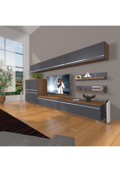 Decoraktiv Eko 8 Mdf Std Tv Ünitesi Tv Sehpası Ceviz - Antrasit