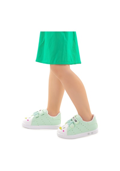 Kiko Kids Bart Cırtlı Işıklı Kız Bebek Spor Ayakkabı Su Yeşili