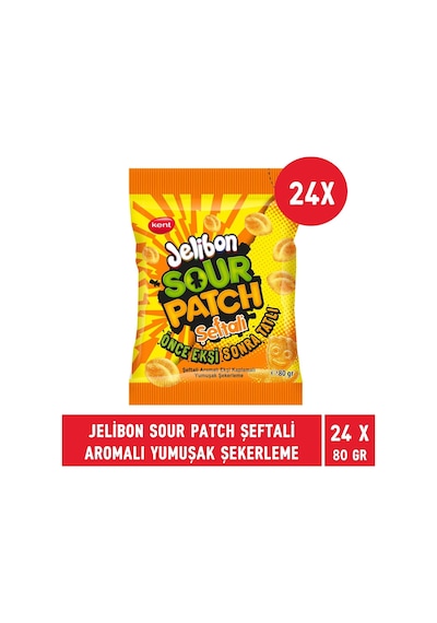 Kent Jelibon Sour Patch Şeftali Aromalı Yumuşak Şekerleme 24 x 80 G