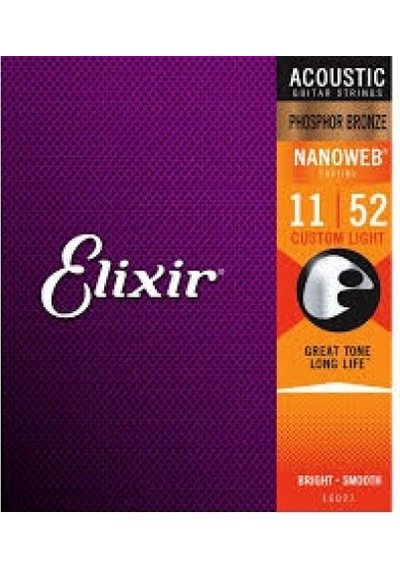 Elixir 16027 Nanoweb Phosphor Bronze Akustik Gitar Teli (11-52)
