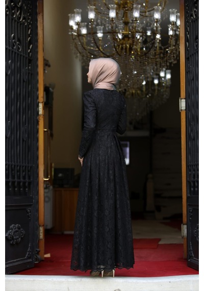 İbrahim Burak Etiler Collection Ahunisa Henna Abiye Siyah 5646