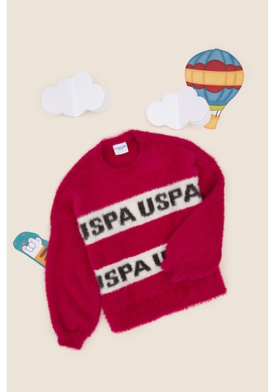 U.S. Polo Assn.  Kız Çocuk Fuşya Bisiklet Yaka Kazak 50291645-VR023