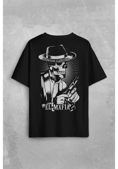 Turkish Ganster El Mafia Mafya Temalı Sırt Ön Baskılı Oversize Tişört Unisex T-shirt 001