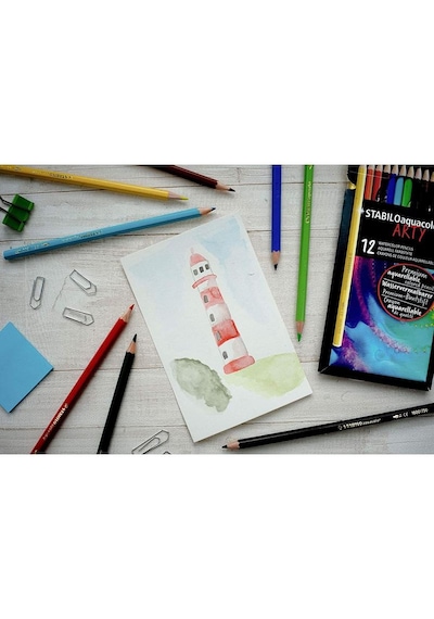 Stabilo Aquacolor Arty Sulandırılabilir Kuru Boya Kalem Seti 12 Renk