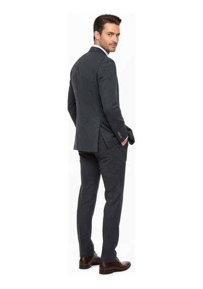 İtalyan Kesim Lacivert Kruvaze Takım Elbise Modern Slim Fit Çizgili Kumaş Detaylı Lacivert İtalyan Kesim Lacivert Kruvaze Takım Elbise Modern Slim Fit Çizgili Kumaş Detaylı Lacivert