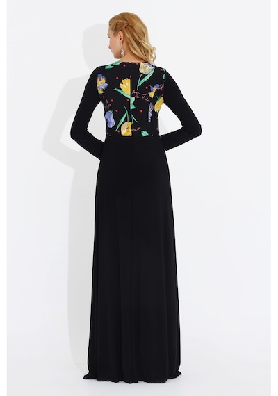 Nidya Moda Büyük Beden Elbise-4046S Siyah