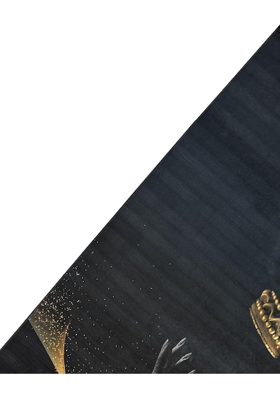 Dijital Kaymaz Yıkanabilir Modern Salon Halısı Mutfak Halısı Yolluk Balkon Halısı Ev Dekor3224 Siyah - Gold