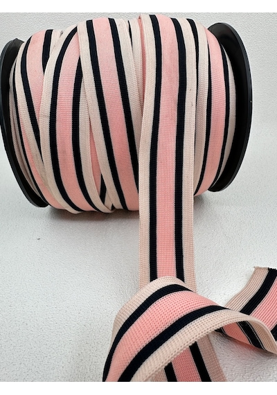 3.5 Cm Raşel Şerit Çizgili Ekru/pembe/laci