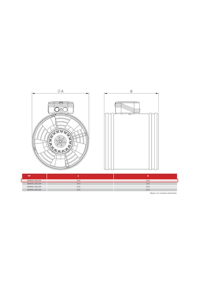BVN Bahçıvan 20 CM BORAX 200-2K 63 watt 680 m3/h 2750 DD 220/230 volt Monofaze Aksiyel Kanal Tipi Fan Aspiratör