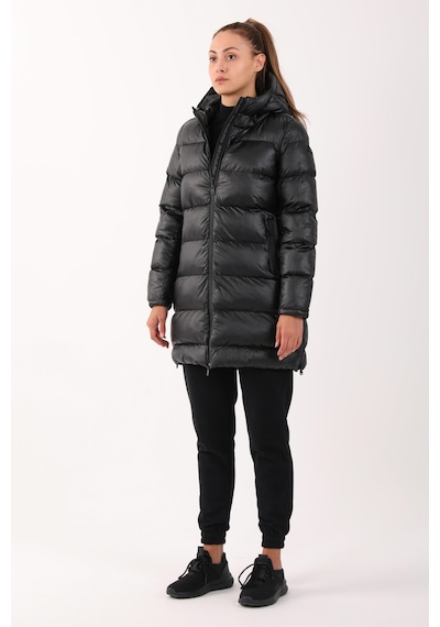 Maraton Sportswear Regular Kadın Kapşonlu Uzun Kol Basic Siyah Parka 21283 Siyah