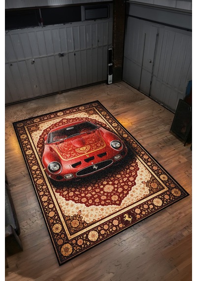 Ferrari 250gto Araba Desenli Halı Dijital Baskı Yıkanabilir Kaymaz Taban Leke Tutmaz