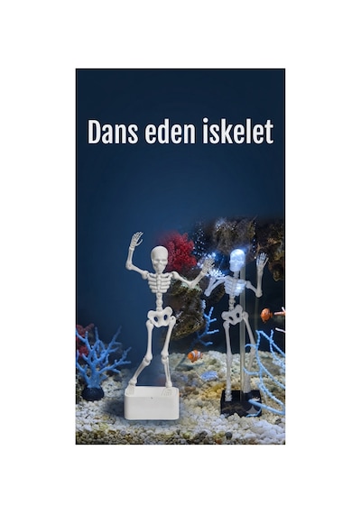 Dans Eden İskelet Akvaryum Süsü - Baloncuklarla Hareket Eden Eğlenceli Akvaryum Dekorasyonu