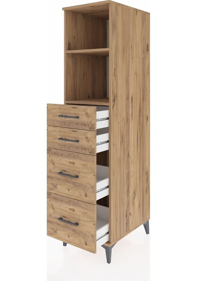 Kronos Dolap 2 Raflı 4 Çekmeceli 44x59x182 Çam-çam Atlas Çam