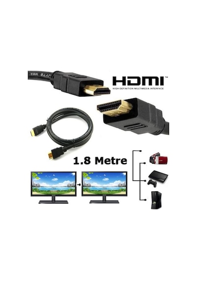 1.8M Metre Hdmi Kablo 1080P Altın Uçlu Tüm Cihazlara 100% Uyumlu