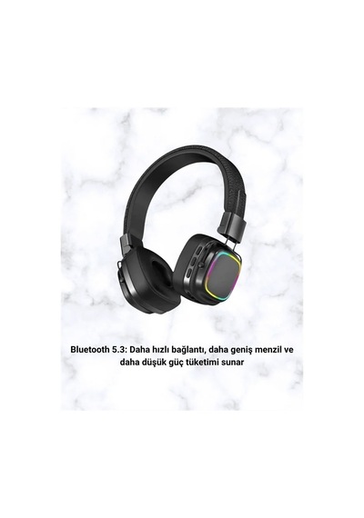 Bluetooth 5.3 Müzik Kulaklığı Renkli Işık Efektli Katlanabilir
