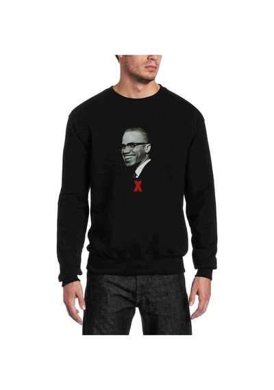 Malcom X Mlk X Baskılı Siyah Erkek Sweatshirt