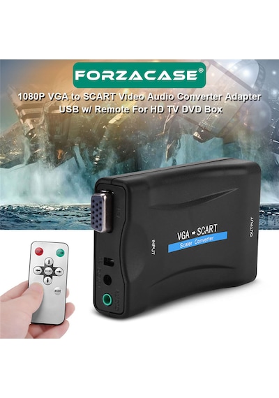 Forzacase Vga To Scart Ses Destekli Aktif Dönüştürücü 1080p Scaler Vga Scart Çevirici - Fc1208