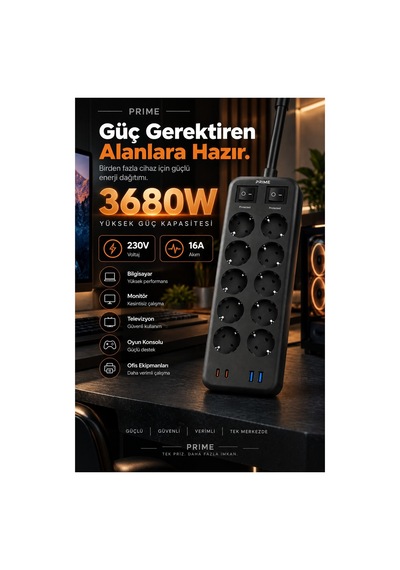 Robeve Fulltech Prıme 10 Lu Akım Korumalı Priz 3680w - 1050j Koruma, 2 Usb-c + 2 Usb-a, 2 Metre Kablolu, 1+1 Bağımsız Aç/kapa Anahtarlı Çoklu Uzatma Prizi Grup Priz 10'lu Priz 2 M Robeve Fulltech Prıme 10 Lu Akım Korumalı Priz 3680w - 1050j Koruma, 2 Usb-c + 2 Usb-a, 2 Metre Kablolu, 1+1 Bağımsız Aç/kapa Anahtarlı Çoklu Uzatma Prizi Grup Priz 10'lu Priz 2 M