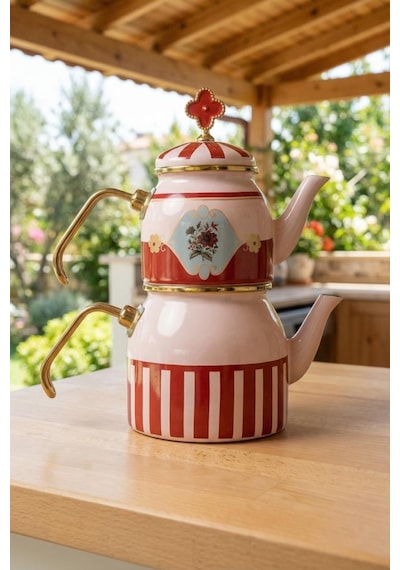 Acar Xap-10355 Chloe Collection Mini Emaye Çaydanlık Takımı Pembe