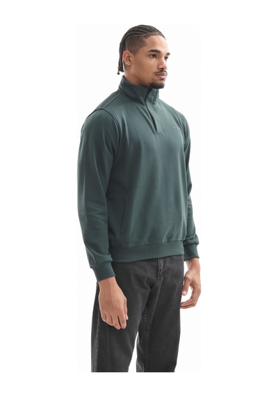 Boğazlı Sweatshirt Koyu Yeşil