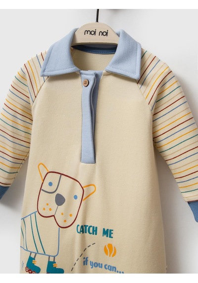 Moi Noi Baby Moi Noi Baskılı 3-12 Ay Tulum - Bej